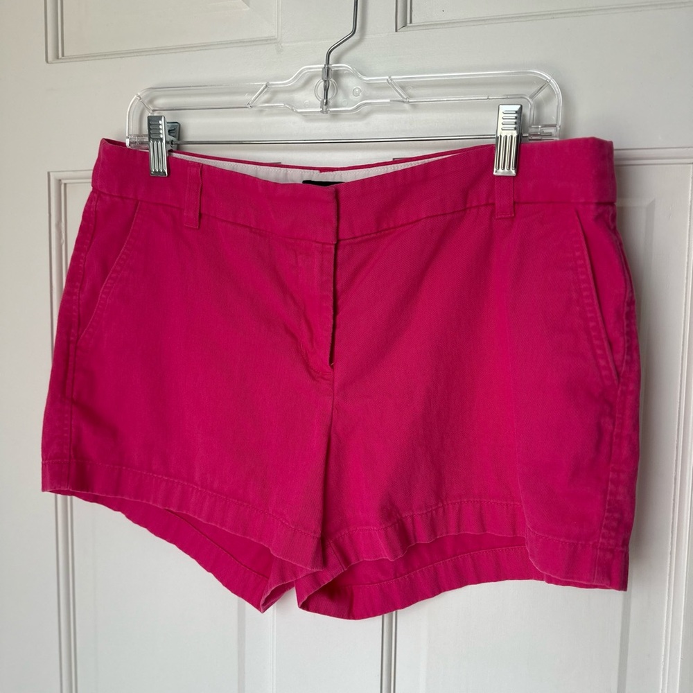 J.Crew Chino Shorts Women’s Size 10 Bright Pink Flat Front Cotton Casual Preppy